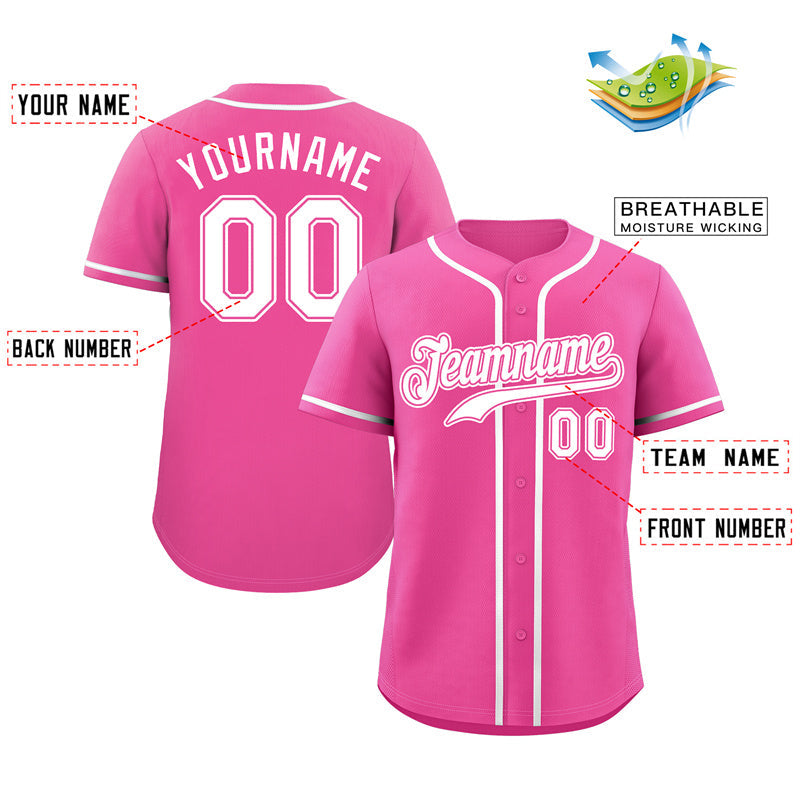 Custom Pink White-Pink Classic Style Authentic Baseball Jersey Limited