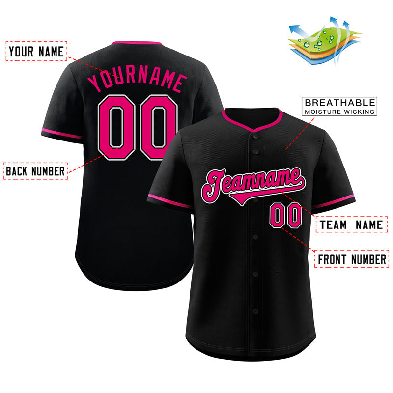 Custom Black Pink-White Classic Style Authentic Baseball Jersey Limited