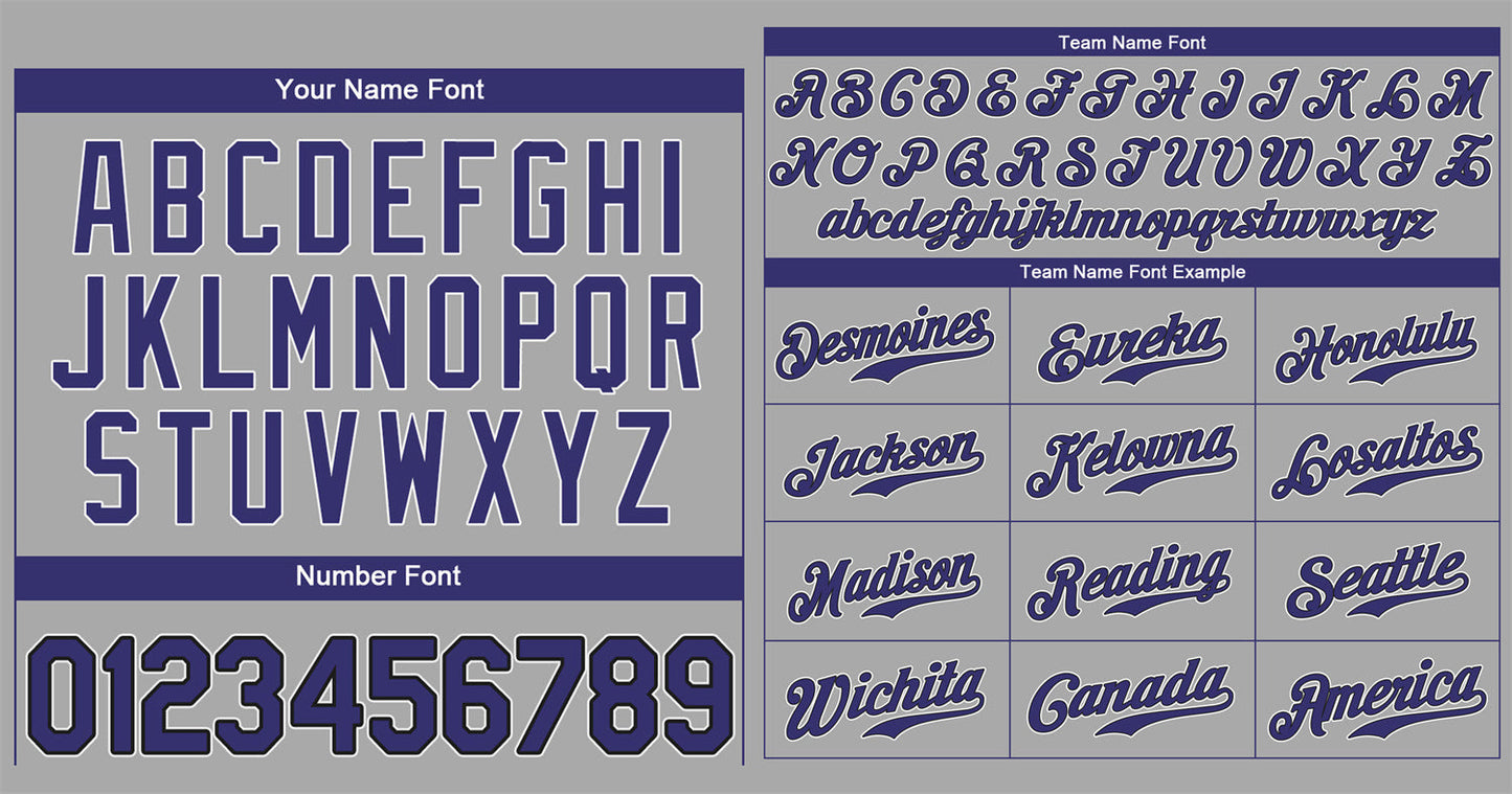 Custom Gray Purple-White Classic Style Authentic Baseball Jersey Limited