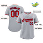 Custom Gray Red-White Classic Style Authentic Baseball Jersey Limited
