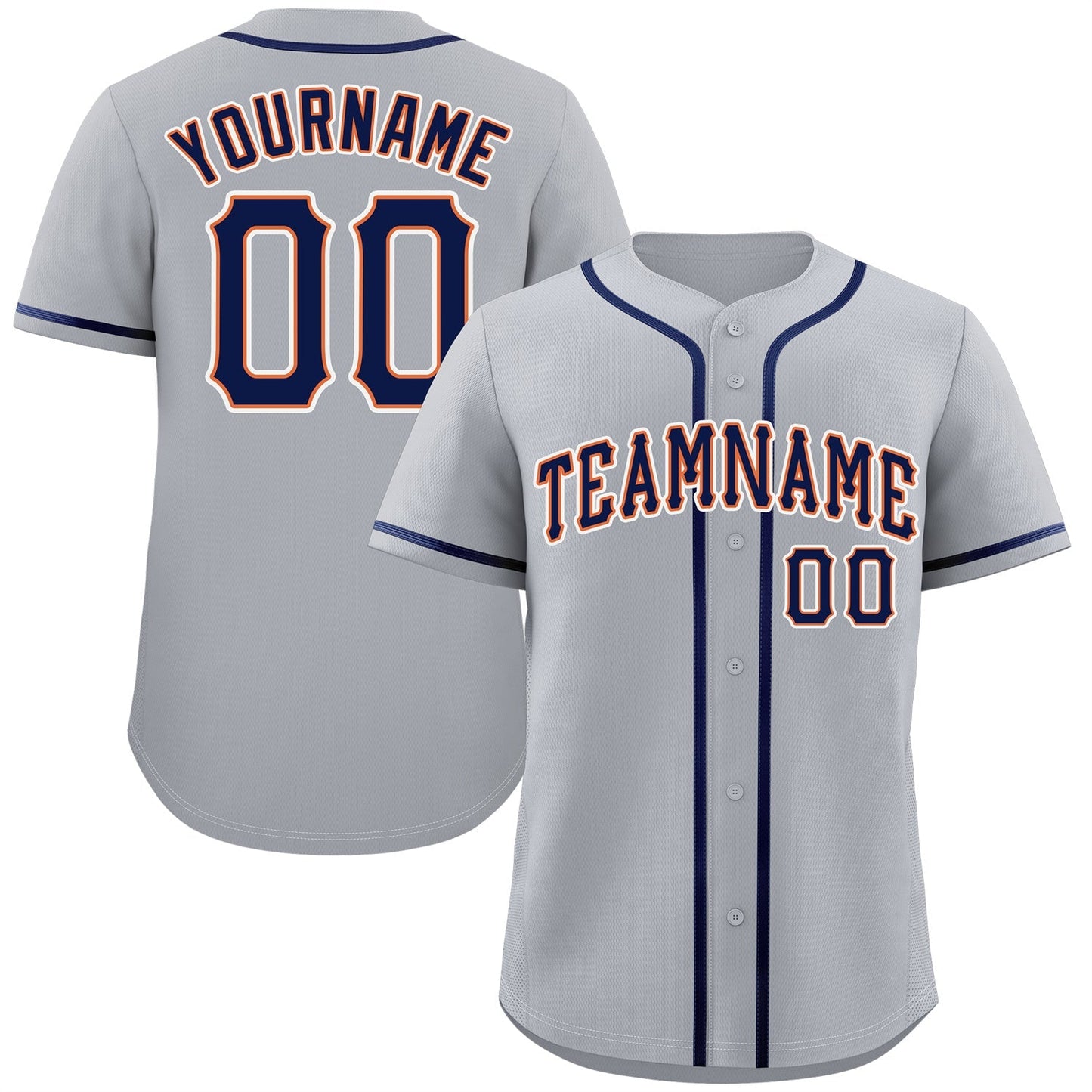 Custom Gray Navy-White Classic Style Authentic Baseball Jersey