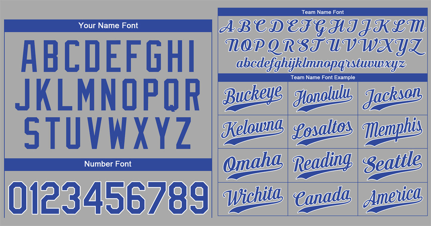 Custom Gray Royal-White Classic Style Authentic Baseball Jersey Limited