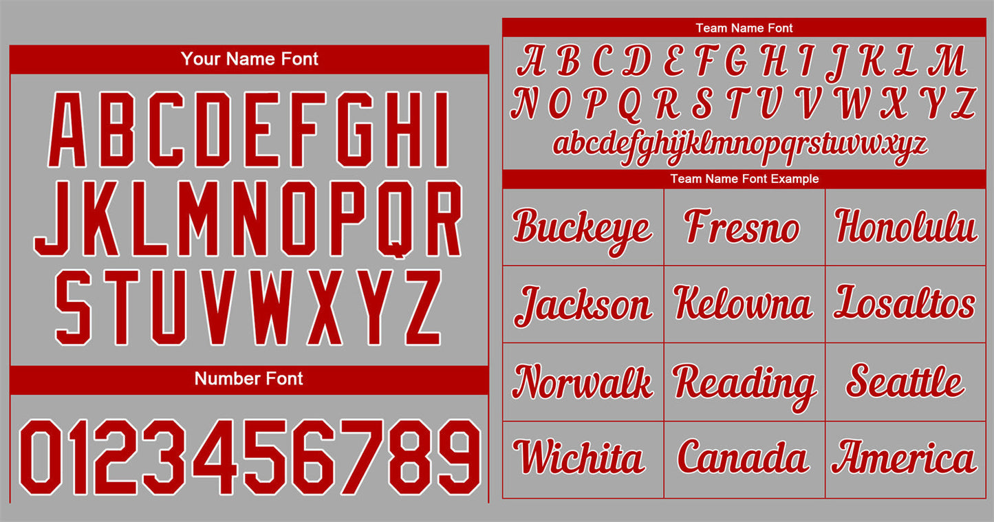 Custom Gray Red-White Classic Style Authentic Baseball Jersey Limited