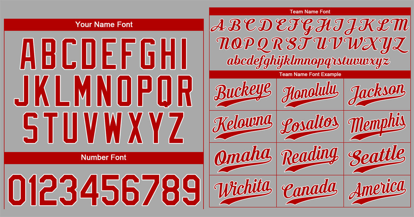 Custom Gray Red-White Classic Style Authentic Baseball Jersey Limited