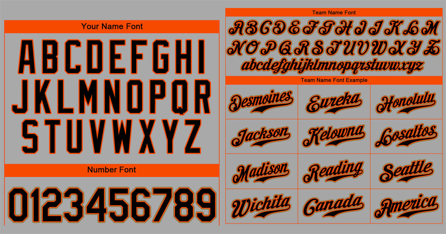 Custom Gray Black-Orange Classic Style Authentic Baseball Jersey Limited