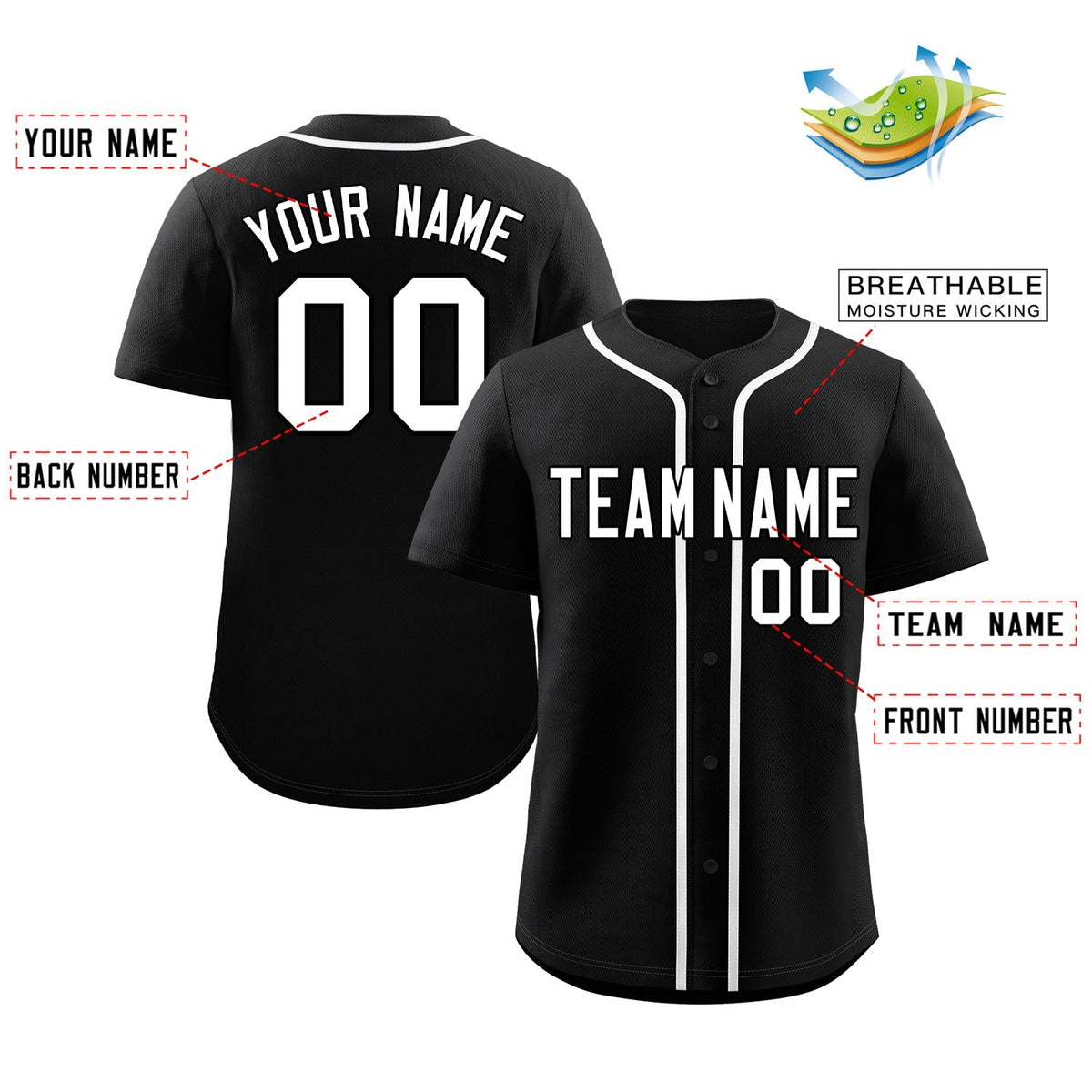 Custom Black White Classic Style Authentic Baseball Jersey Limited