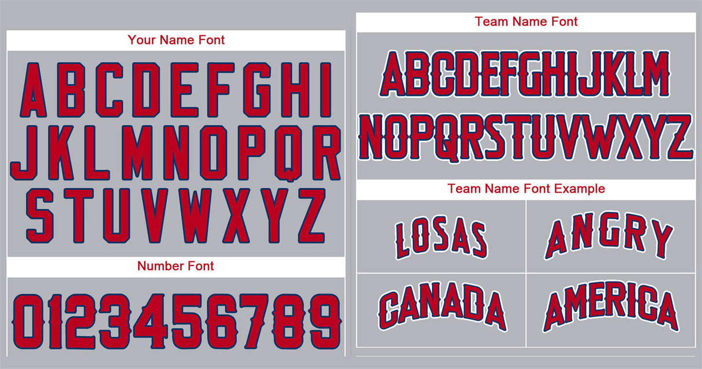 Custom Gray Red-White Bull Classic Style Authentic Baseball Jersey Limited