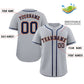 Custom Gray Navy-Orange Bull Classic Style Authentic Baseball Jersey Limited