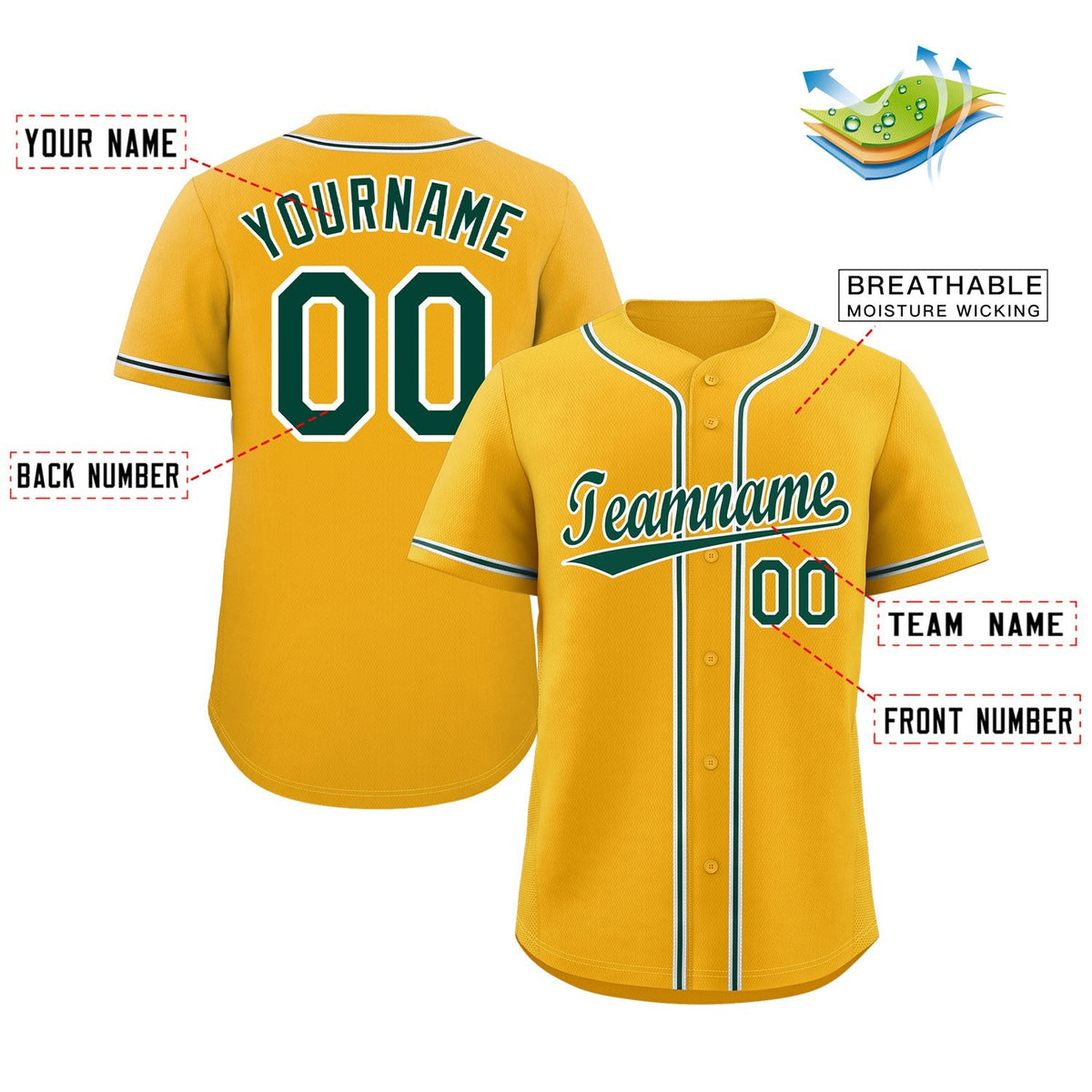 Custom Yellow Green-White Classic Style Authentic Baseball Jersey Limited