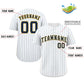 Custom White Navy-Gold Stripe Fashion Authentic Baseball Jersey Limited