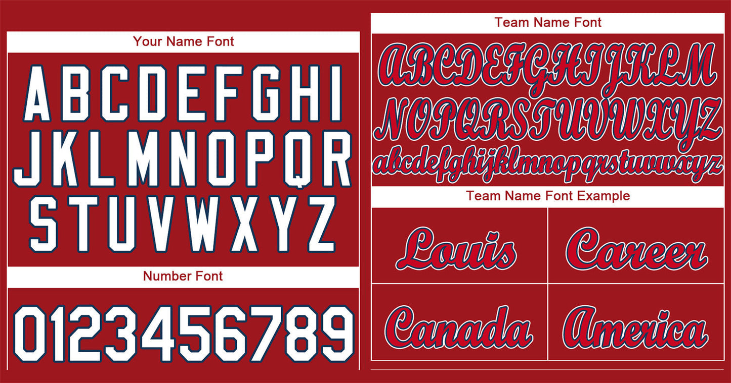 Custom Red White-Navy Classic Style Authentic Baseball Jersey Limited