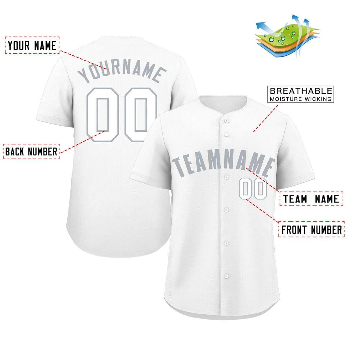 Custom White Gray-White Classic Style Authentic Baseball Jersey Limited