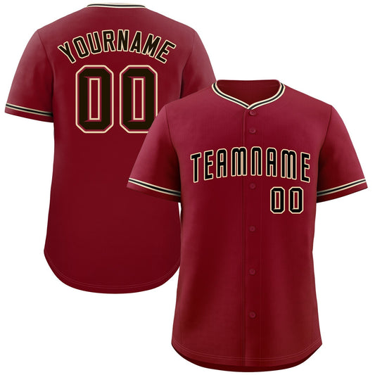 Custom Crimson Black-Cream Classic Style Authentic Baseball Jersey