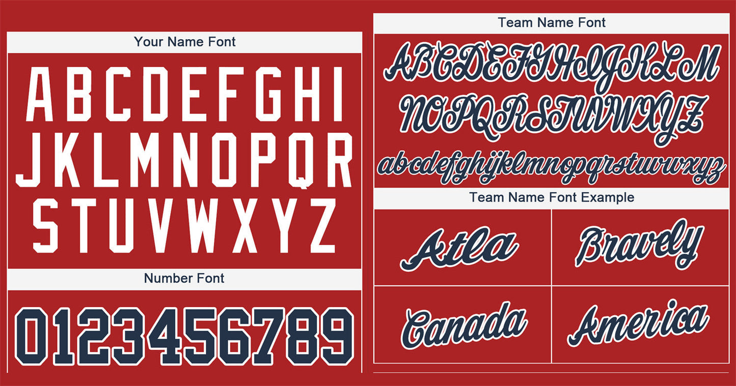 Custom Red Navy-White Classic Style Authentic Baseball Jersey Limited