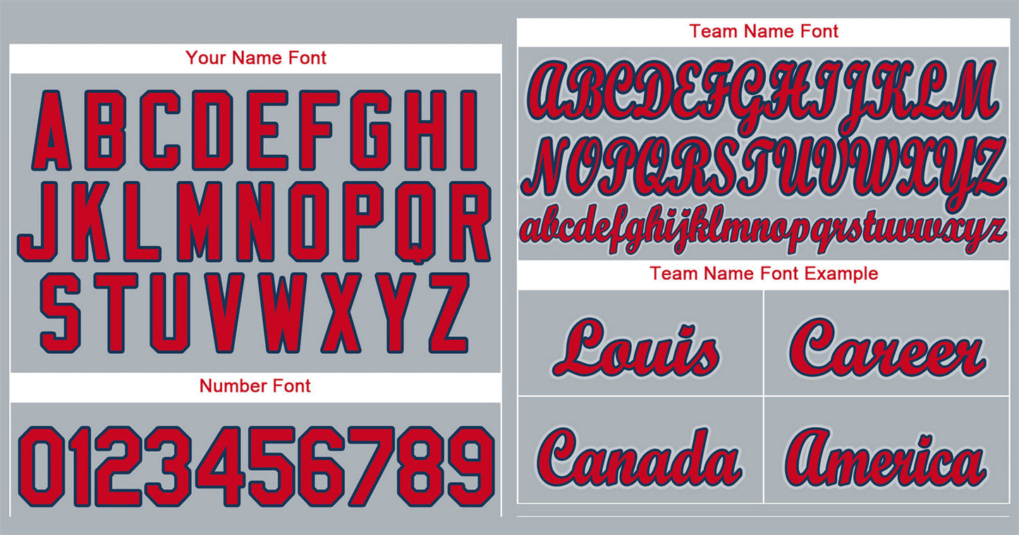 Custom Gray Red-Navy Classic Style Authentic Baseball Jersey Limited