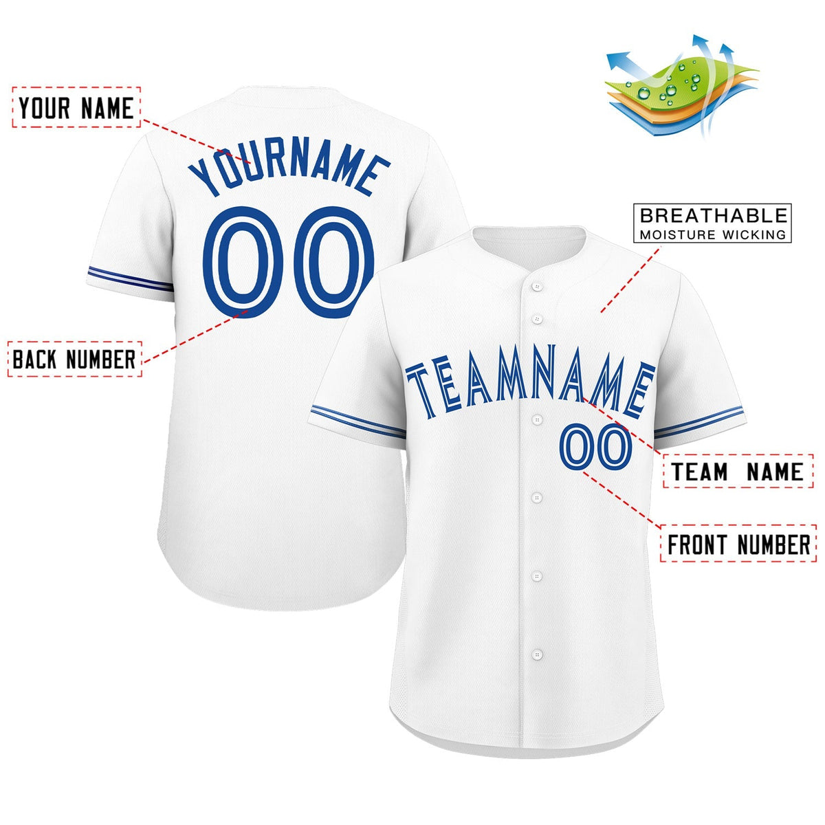 Custom White Royal Bull Classic Style Authentic Baseball Jersey Limited