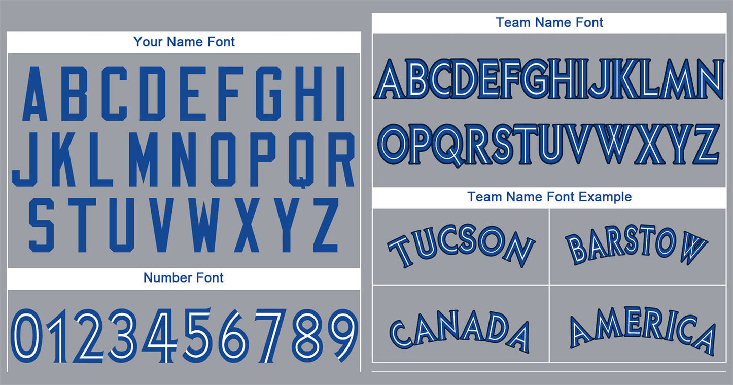 Custom Gray White Royal Bull Classic Style Authentic Baseball Jersey Limited