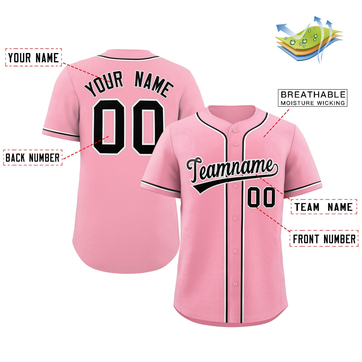 Custom Pink Black-White Classic Style Authentic Baseball Jersey for Men Limited