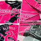 Custom Graffiti Pattern Pink-Black 3D Two-Button Unisex Softball Jersey Limited