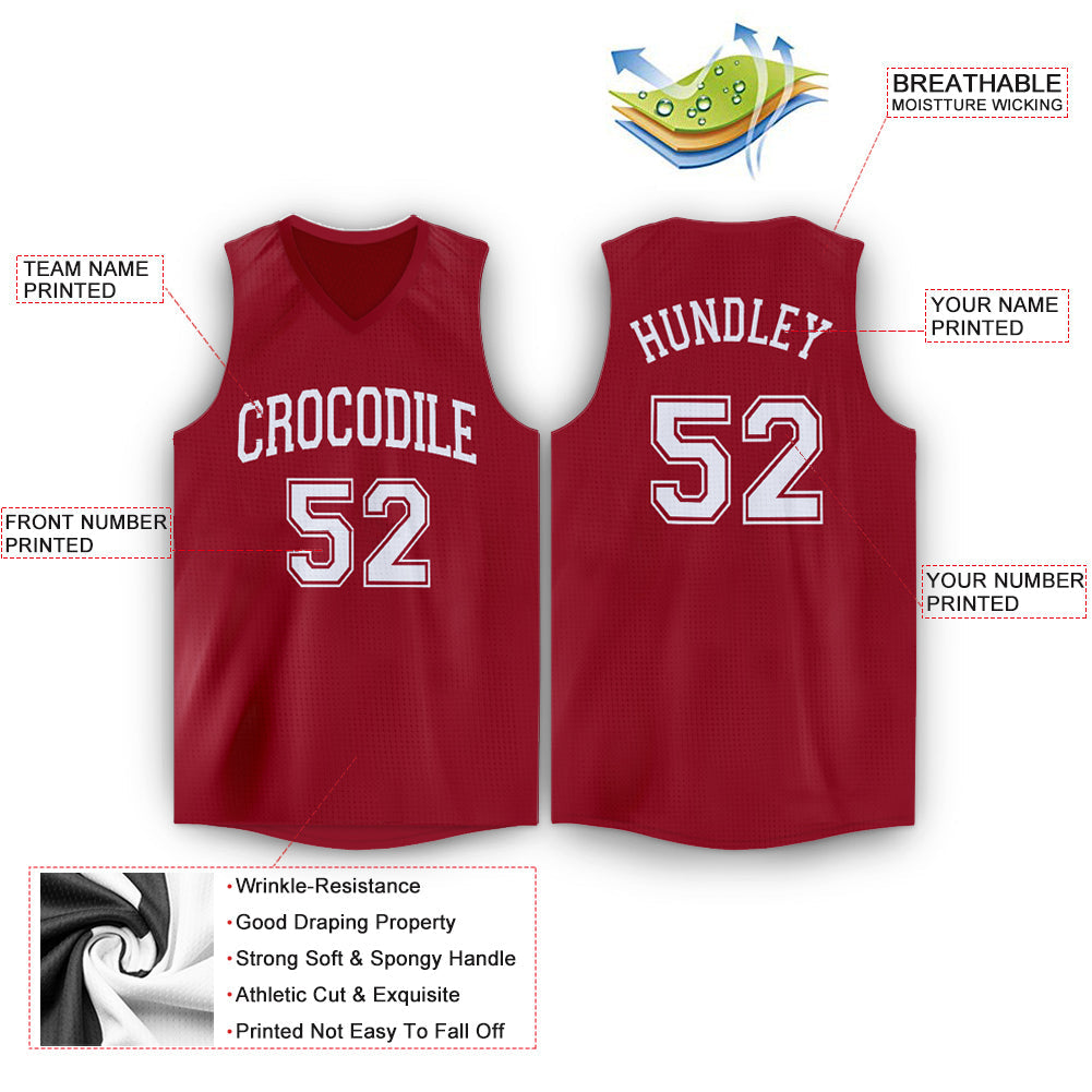 Custom Maroon White V-Neck Basketball Jersey Limited