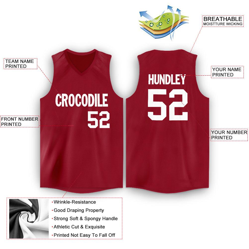 Custom Maroon White V-Neck Basketball Jersey Limited