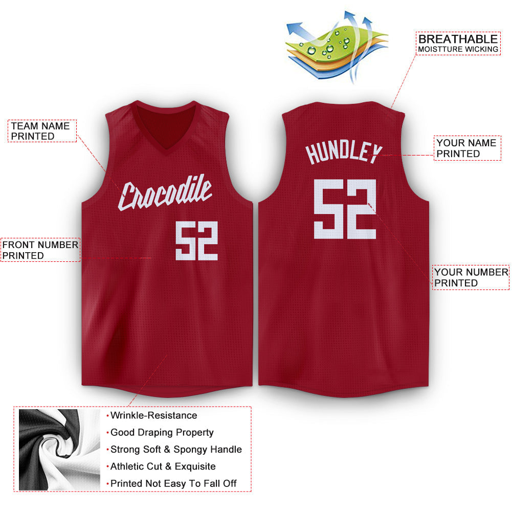 Custom Maroon White V-Neck Basketball Jersey Limited