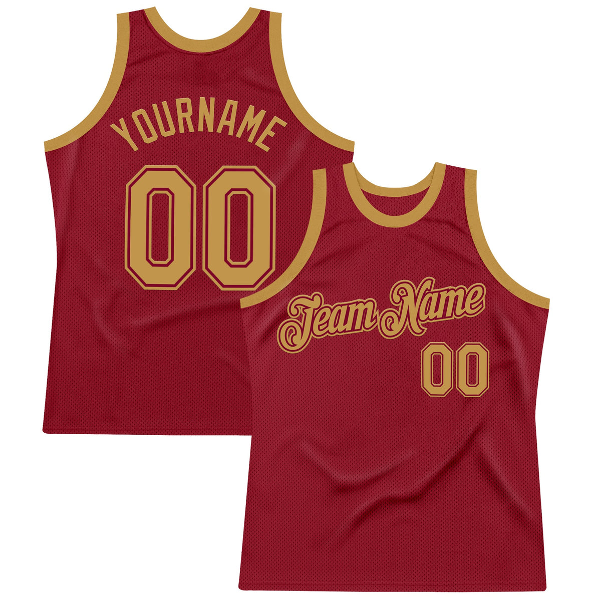 Custom Maroon Old Gold Authentic Throwback Basketball Jersey