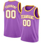 Custom Medium Purple White-Gold Authentic Basketball Jersey
