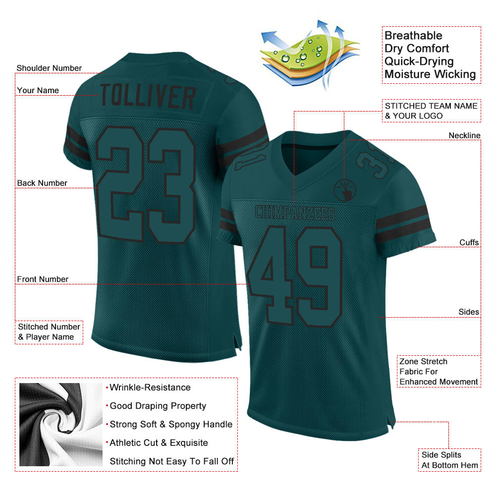 Custom Midnight Green Midnight Green-Black Mesh Authentic Football Jersey Limited