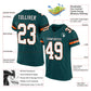 Custom Midnight Green White-Orange Mesh Authentic Football Jersey Limited