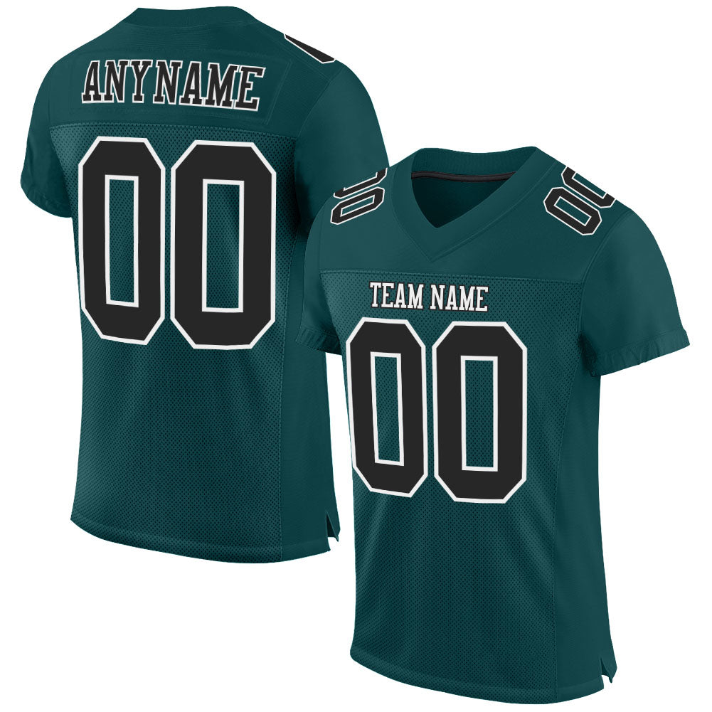 Custom Midnight Green Black-White Mesh Authentic Football Jersey Limited