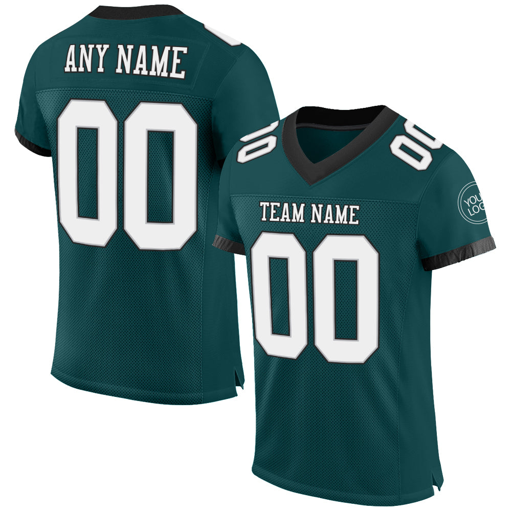 Custom Midnight Green White Gray-Black Mesh Authentic Football Jersey Limited