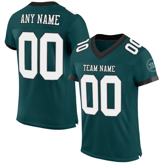 Custom Midnight Green White Gray-Black Mesh Authentic Football Jersey Limited