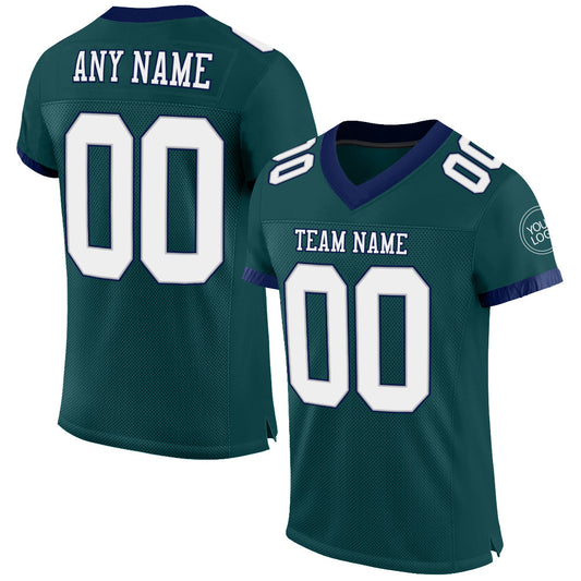 Custom Midnight Green White Gray-Navy Mesh Authentic Football Jersey Limited