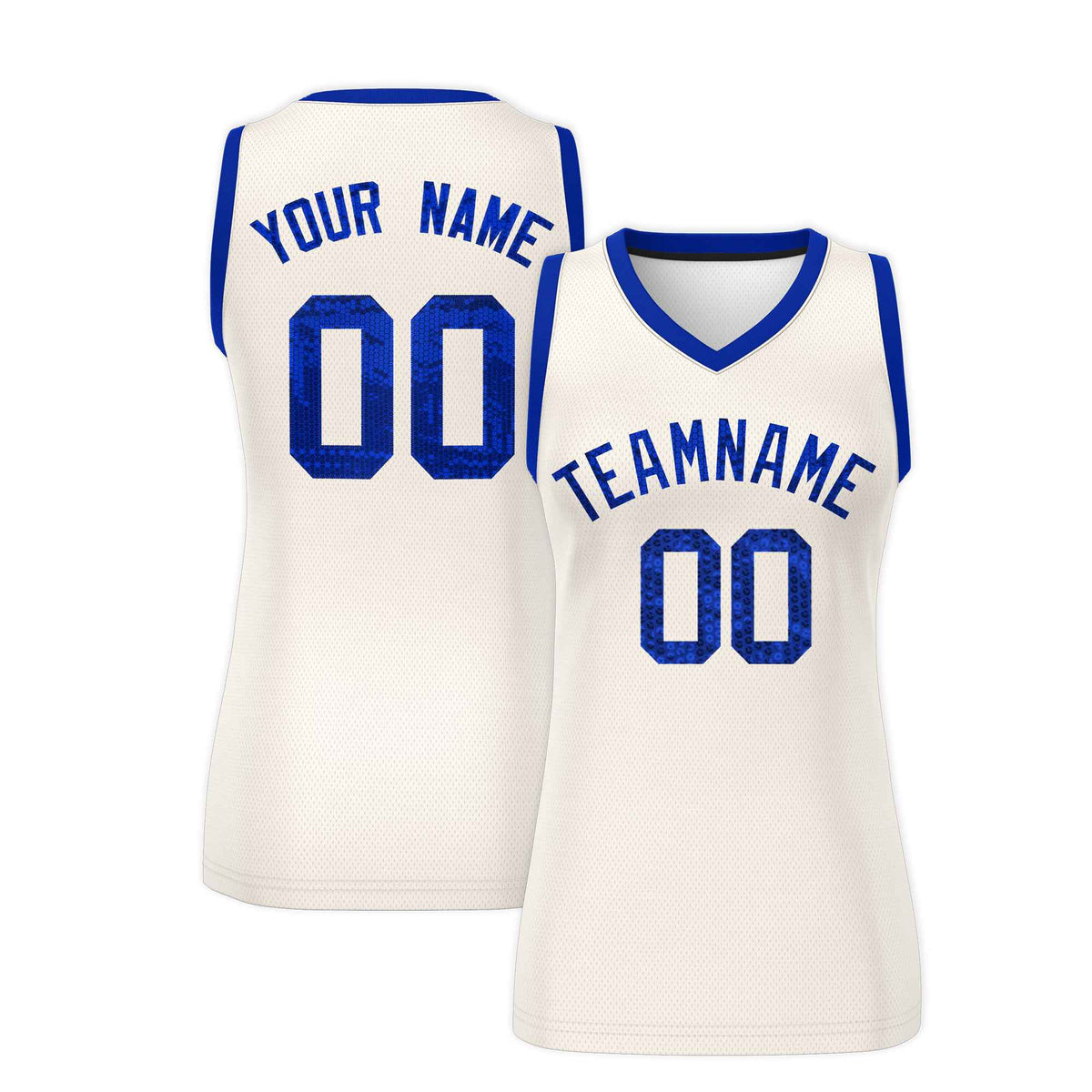 Custom Cream Royal Women Basketball Jersey Sequined Dress