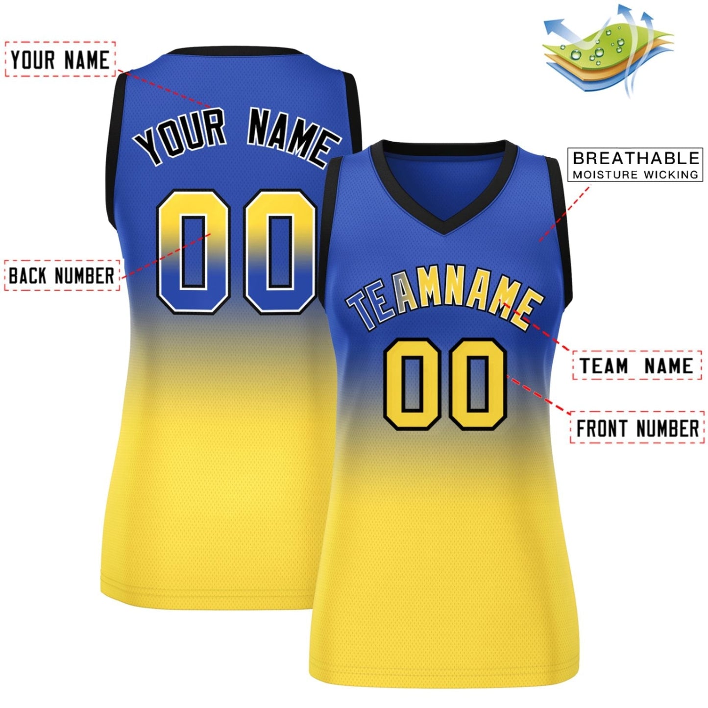 Custom Navy Gold Gradient Fashion Tops Mesh Basketball Jersey For Women Limited