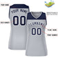 Custom Navy Gray Color Block Fashion Tops Mesh Basketball Jersey For Women Limited