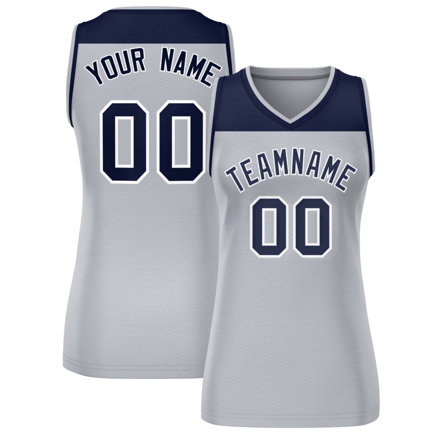 Custom Navy Gray Color Block Fashion Tops Mesh Basketball Jersey For Women