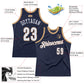 Custom Navy White-Old Gold Authentic Throwback Basketball Jersey Limited