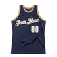 Custom Navy White-Old Gold Authentic Throwback Basketball Jersey Limited