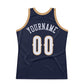 Custom Navy White-Old Gold Authentic Throwback Basketball Jersey Limited