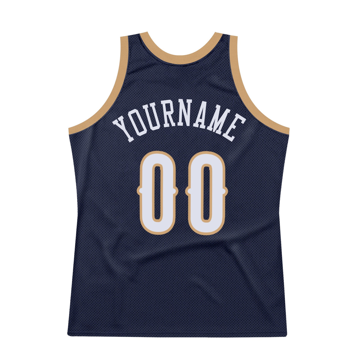 Custom Navy White-Old Gold Authentic Throwback Basketball Jersey Limited