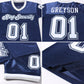 Custom Navy White-Gray Mesh Authentic Throwback Football Jersey Limited