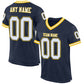 Custom Navy White-Gold Mesh Authentic Throwback Football Jersey Limited