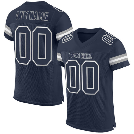Custom Navy Navy-White Mesh Authentic Football Jersey Limited