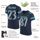 Custom Navy Gray-Aqua Mesh Authentic Football Jersey Limited
