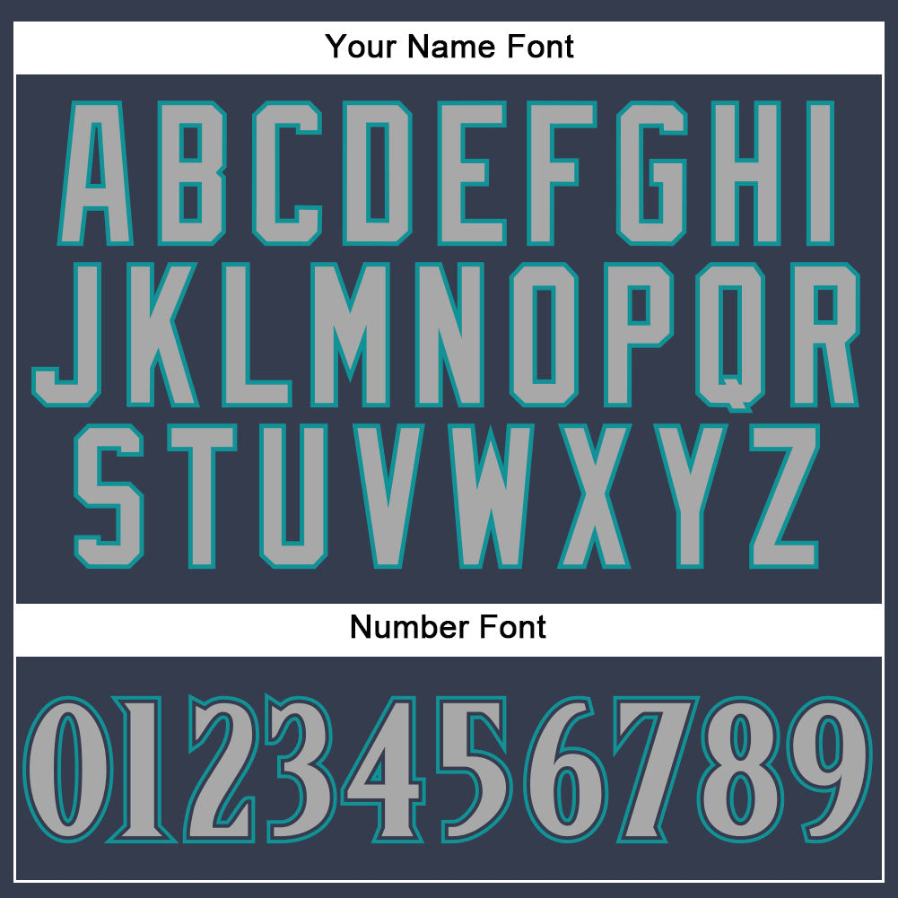 Custom Navy Gray-Aqua Mesh Authentic Football Jersey Limited