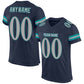 Custom Navy Gray-Aqua Mesh Authentic Football Jersey Limited