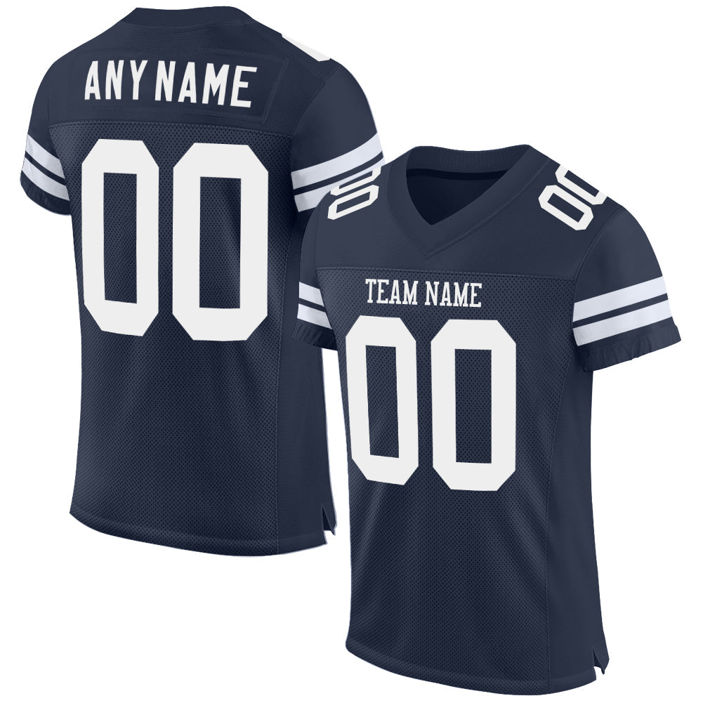 Custom Navy White Mesh Authentic Football Jersey Limited