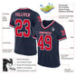 Custom Navy Red-White Mesh Authentic Throwback Football Jersey Limited